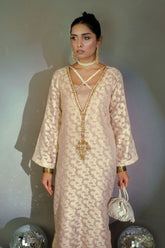 Minutiae - Sheen - Jacquard Net  - Off White/Dull Gold - 1 Piece